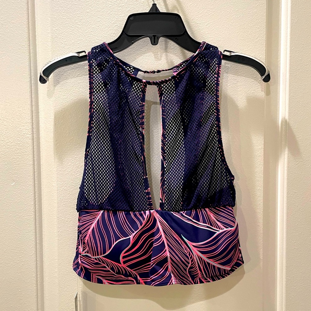 NEW…ANN COLE LOCKER…Shoulder Mesh Swimsuit Top